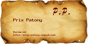 Prix Patony névjegykártya
